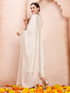 Nayra Cut Embroidered Kurta With Pant And Dupatta Set, Multicolor - Hiral Fashion | Grocsy