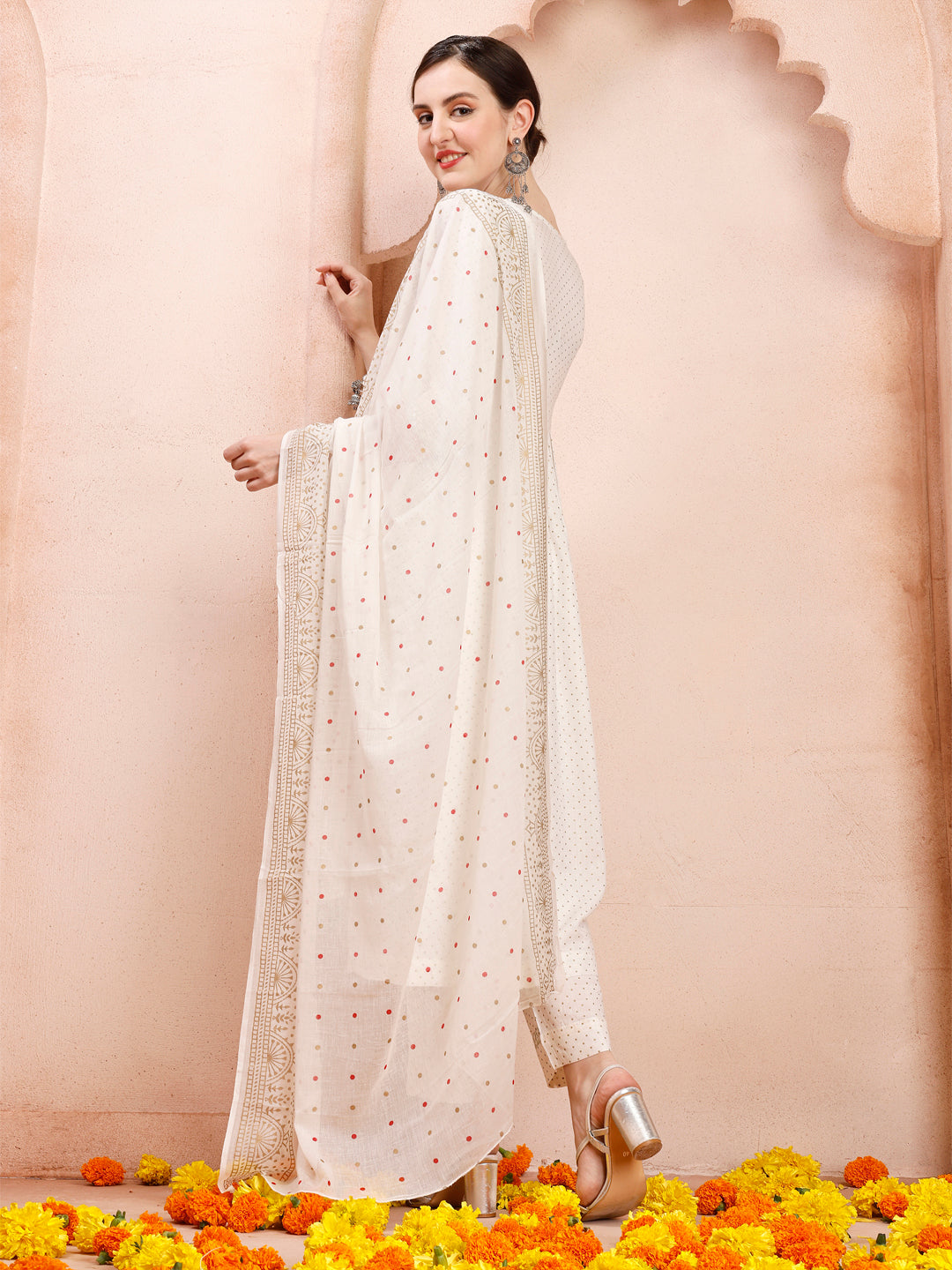 Nayra Cut Embroidered Kurta With Pant And Dupatta Set, Multicolor - Hiral Fashion | Grocsy