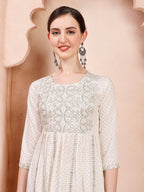 Nayra Cut Embroidered Kurta With Pant And Dupatta Set, Multicolor - Hiral Fashion | Grocsy