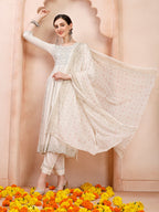 Nayra Cut Embroidered Kurta With Pant And Dupatta Set, Multicolor - Hiral Fashion | Grocsy