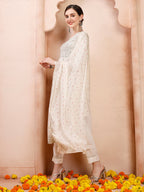 Nayra Cut Embroidered Kurta With Pant And Dupatta Set, Multicolor - Hiral Fashion | Grocsy