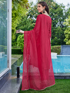 Embroidered Kurta With Pant And Dupatta Set, Multicolor - Hiral Fashion | Grocsy