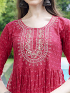 Embroidered Kurta With Pant And Dupatta Set, Multicolor - Hiral Fashion | Grocsy