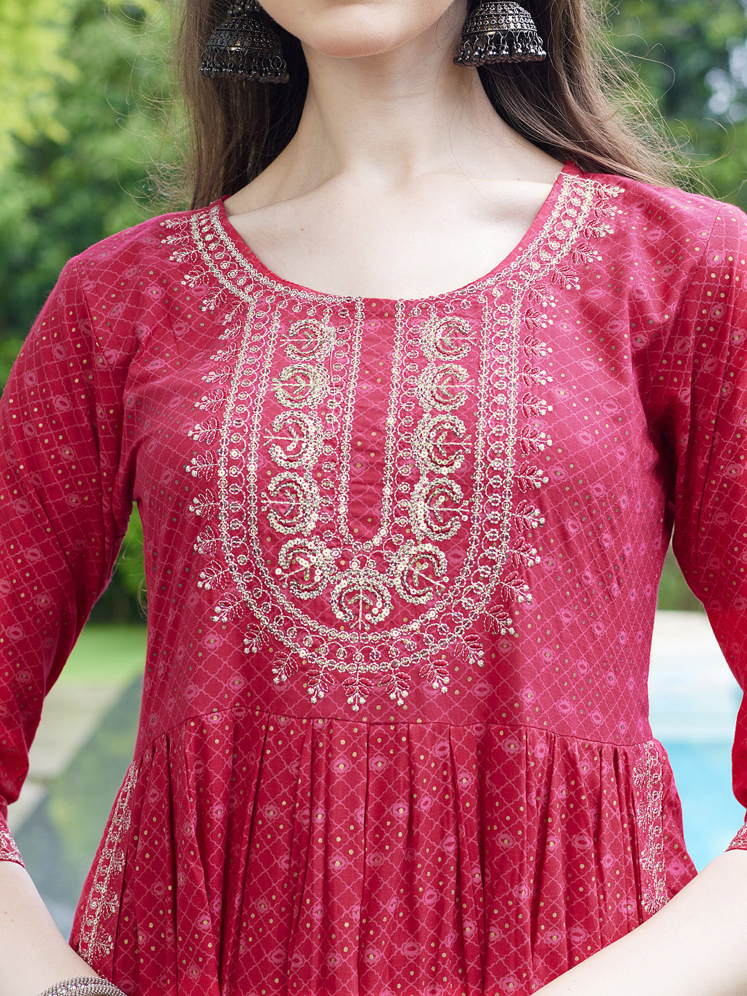 Embroidered Kurta With Pant And Dupatta Set, Multicolor - Hiral Fashion | Grocsy