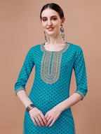 Printed & Embroidered Kurta With Pant And Dupatta Set, Multicolor - Hiral Fashion | Grocsy