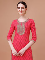 Printed & Embroidered Kurta With Pant And Dupatta Set, Multicolor - Hiral Fashion | Grocsy