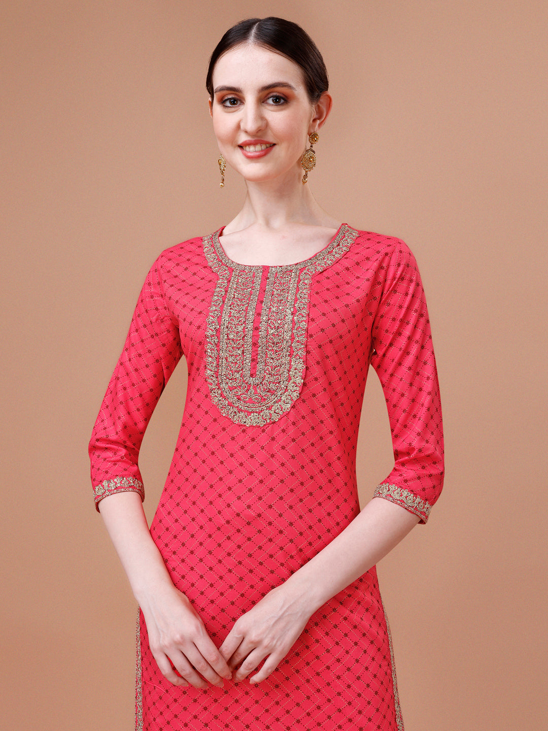 Printed & Embroidered Kurta With Pant And Dupatta Set, Multicolor - Hiral Fashion | Grocsy
