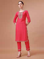Printed & Embroidered Kurta With Pant And Dupatta Set, Multicolor - Hiral Fashion | Grocsy
