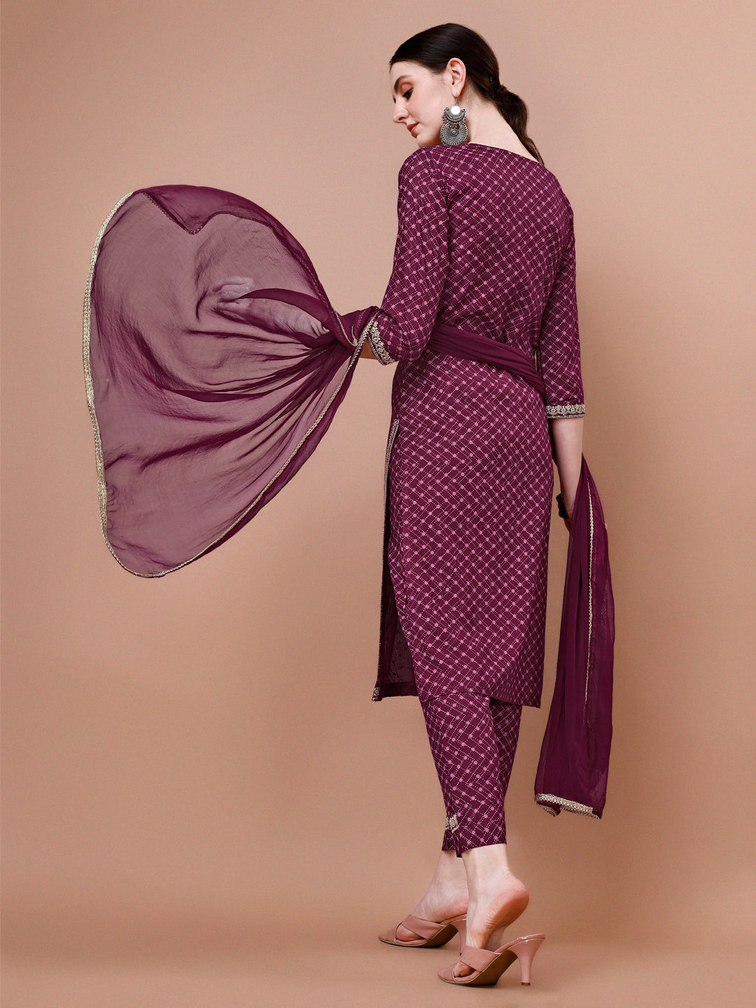 Printed & Embroidered Kurta With Pant And Dupatta Set, Multicolor - Hiral Fashion | Grocsy