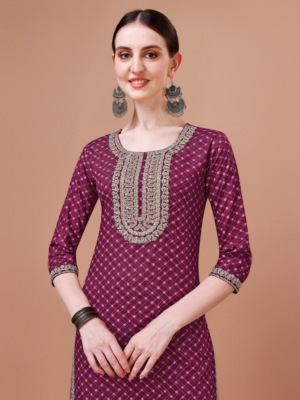 Printed & Embroidered Kurta With Pant And Dupatta Set, Multicolor - Hiral Fashion | Grocsy