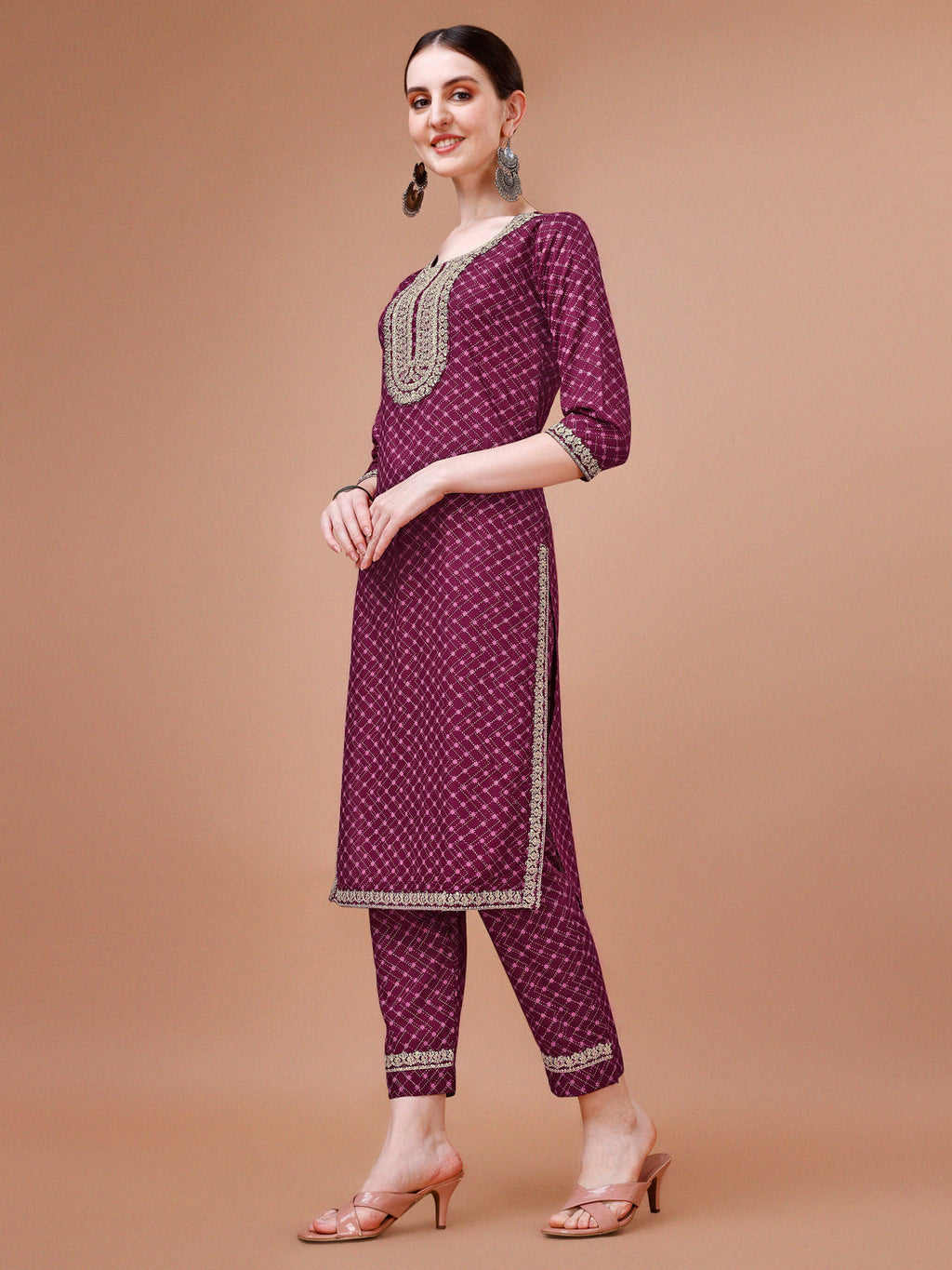 Printed & Embroidered Kurta With Pant And Dupatta Set, Multicolor - Hiral Fashion | Grocsy