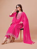Nyra Cut Embroidered Rayon Kurta With Pant & Dupatta, Multicolor - Hiral Fashion | Grocsy