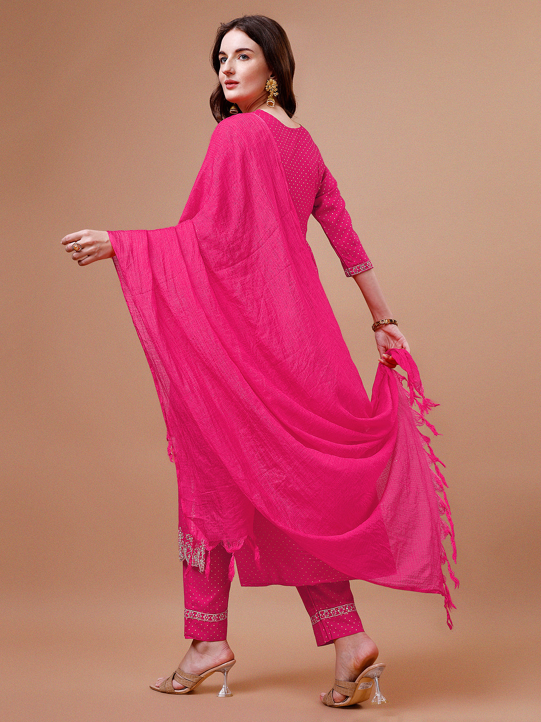 Nyra Cut Embroidered Rayon Kurta With Pant & Dupatta, Multicolor - Hiral Fashion | Grocsy