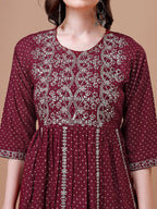 Nyra Cut Embroidered Rayon Kurta With Pant & Dupatta, Multicolor - Hiral Fashion | Grocsy