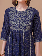 Nyra Cut Embroidered Rayon Kurta With Pant & Dupatta, Multicolor - Hiral Fashion | Grocsy