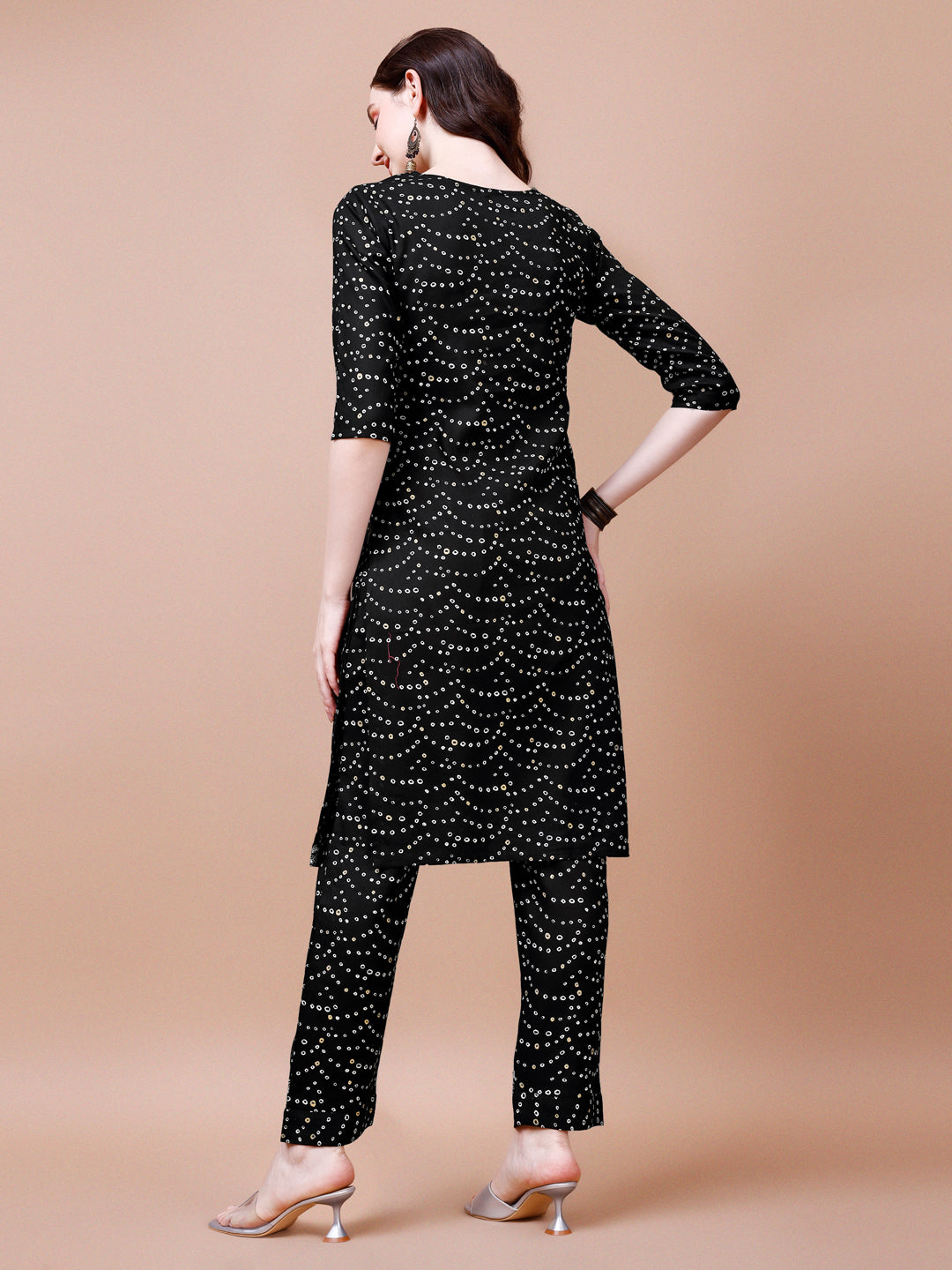 Embroidered & Bandhani Printed Kurta With Pant & Dupatta, Multicolor - Hiral Fashion | Grocsy