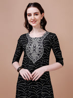 Embroidered & Bandhani Printed Kurta With Pant & Dupatta, Multicolor - Hiral Fashion | Grocsy