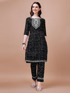 Embroidered & Bandhani Printed Kurta With Pant & Dupatta, Multicolor - Hiral Fashion | Grocsy