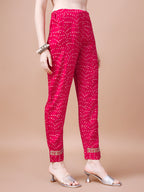 Embroidered & Bandhani Printed Kurta With Pant & Dupatta, Multicolor - Hiral Fashion | Grocsy