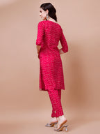 Embroidered & Bandhani Printed Kurta With Pant & Dupatta, Multicolor - Hiral Fashion | Grocsy