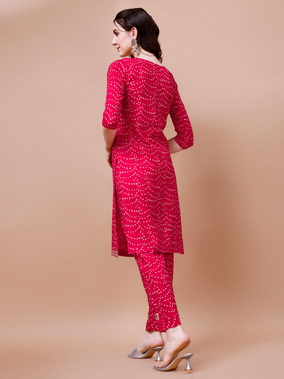Embroidered & Bandhani Printed Kurta With Pant & Dupatta, Multicolor - Hiral Fashion | Grocsy