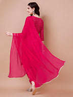 Embroidered & Bandhani Printed Kurta With Pant & Dupatta, Multicolor - Hiral Fashion | Grocsy
