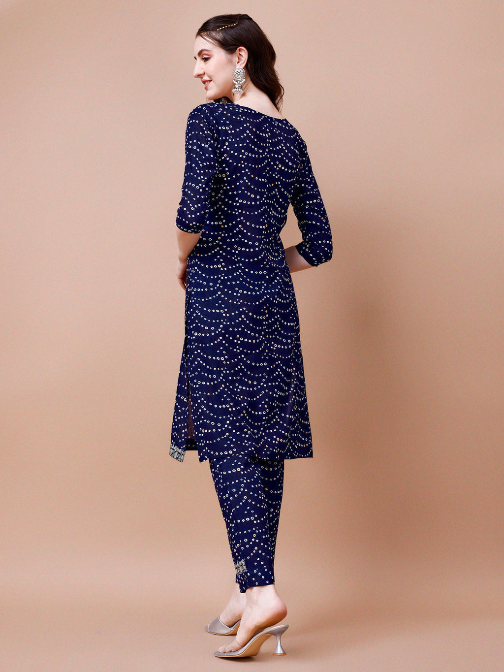 Embroidered & Bandhani Printed Kurta With Pant & Dupatta, Multicolor - Hiral Fashion | Grocsy