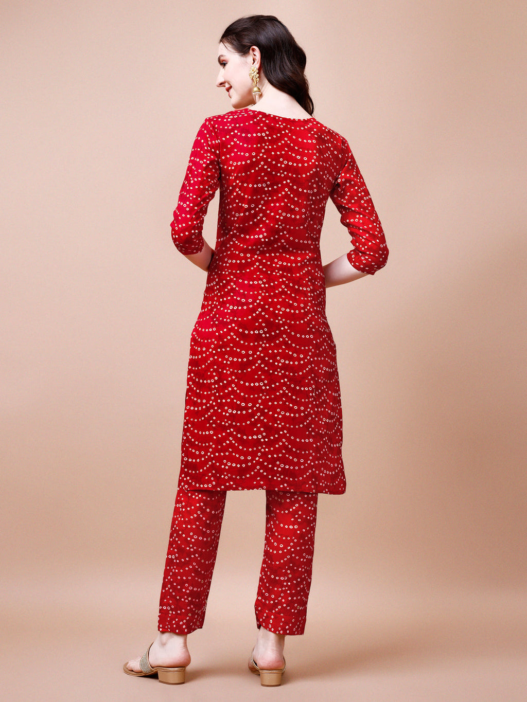 Embroidered & Bandhani Printed Kurta With Pant & Dupatta, Multicolor - Hiral Fashion | Grocsy