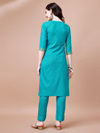 Embroidered & Quirky Printed Kurta With Pant & Dupatta, Multicolor - Hiral Fashion | Grocsy