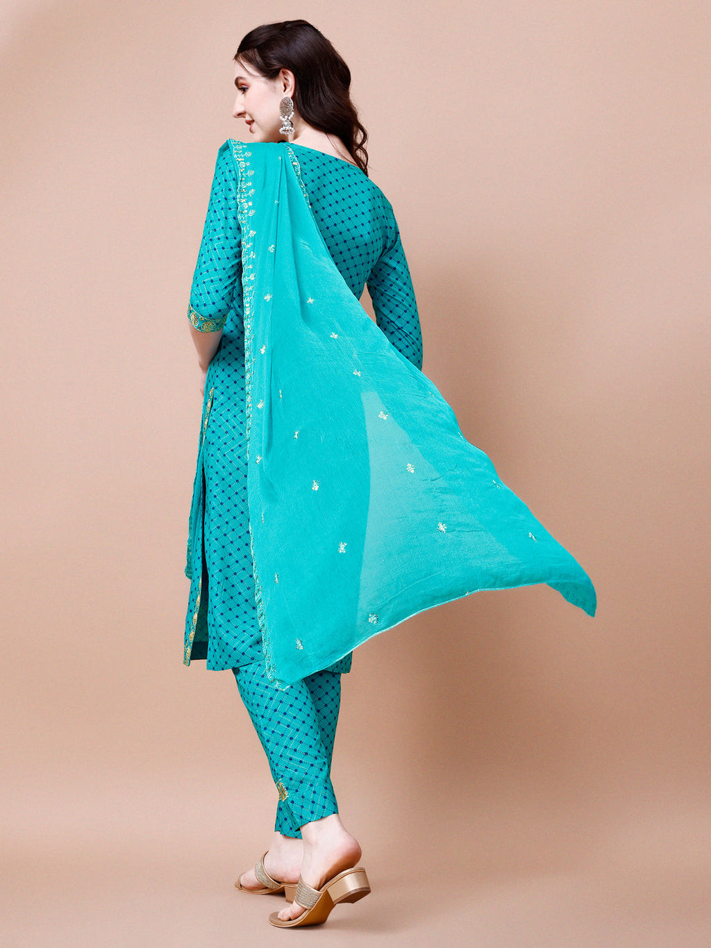 Embroidered & Quirky Printed Kurta With Pant & Dupatta, Multicolor - Hiral Fashion | Grocsy