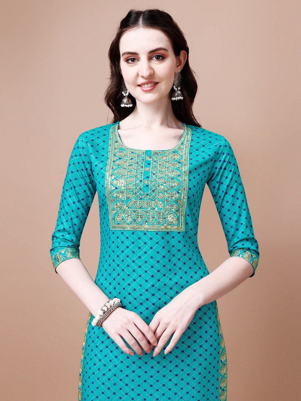 Embroidered & Quirky Printed Kurta With Pant & Dupatta, Multicolor - Hiral Fashion | Grocsy