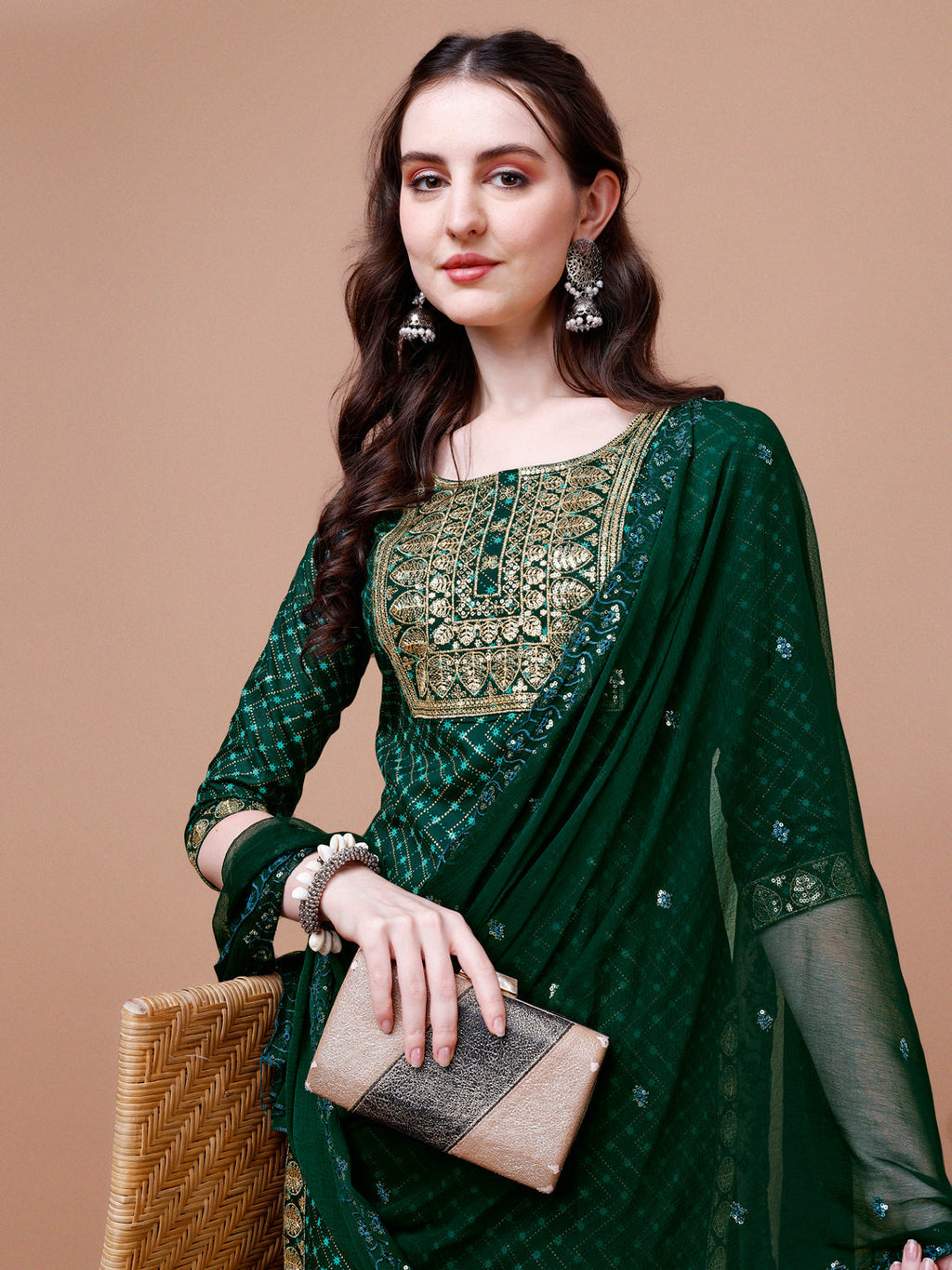 Embroidered & Quirky Printed Kurta With Pant & Dupatta, Multicolor - Hiral Fashion | Grocsy