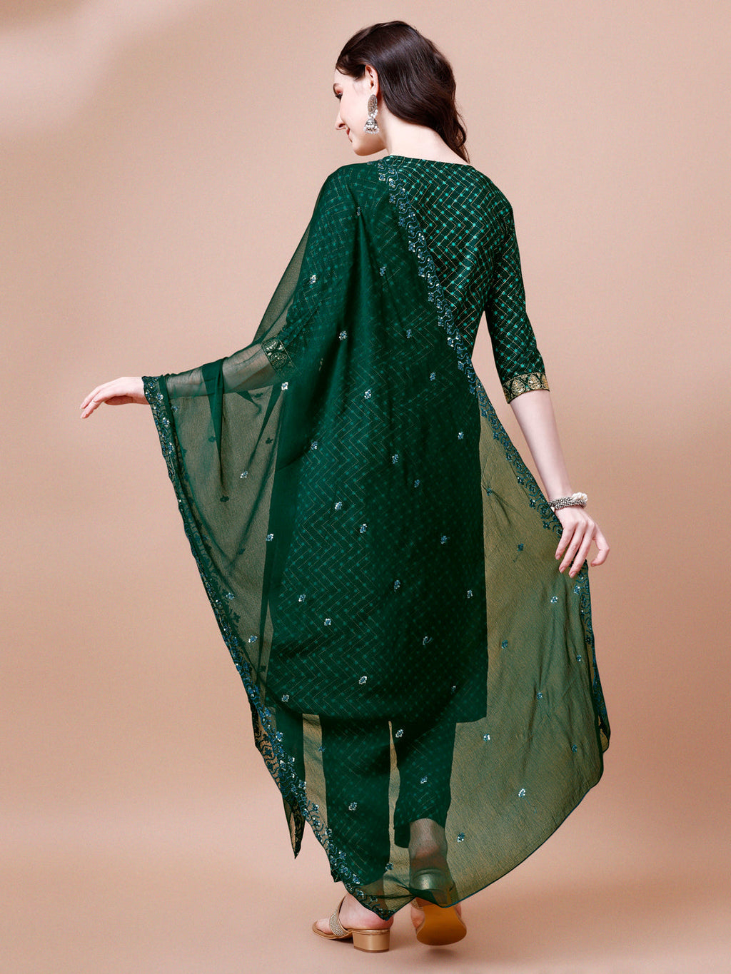 Embroidered & Quirky Printed Kurta With Pant & Dupatta, Multicolor - Hiral Fashion | Grocsy