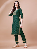 Embroidered & Quirky Printed Kurta With Pant & Dupatta, Multicolor - Hiral Fashion | Grocsy
