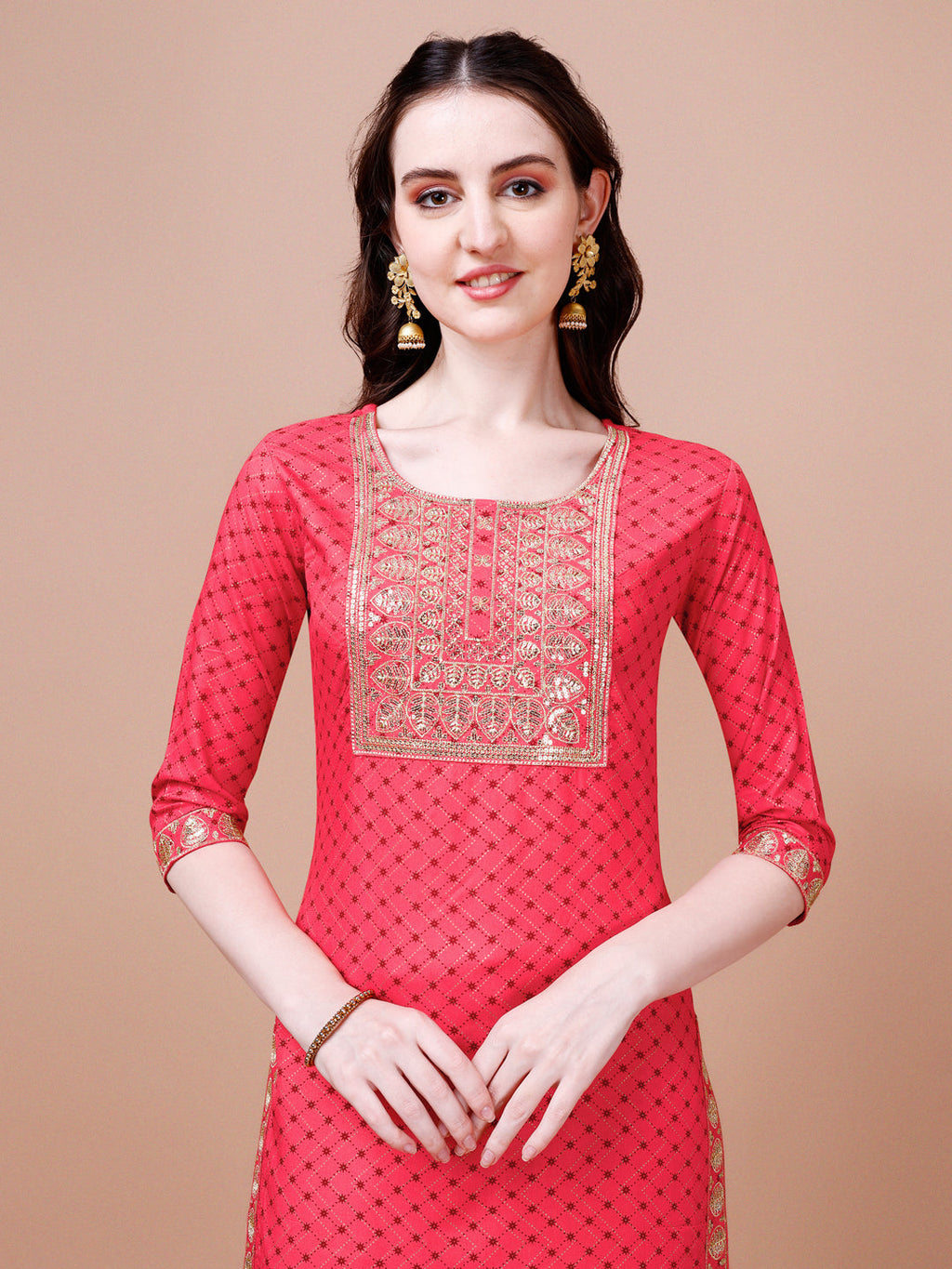 Embroidered & Quirky Printed Kurta With Pant & Dupatta, Multicolor - Hiral Fashion | Grocsy