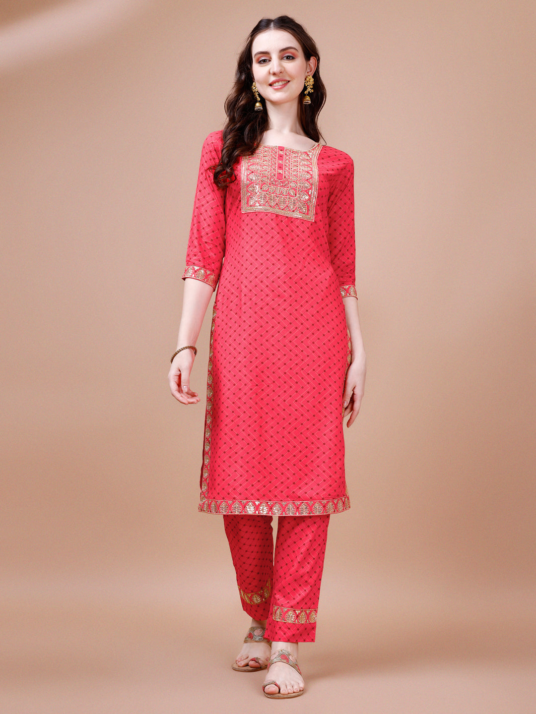 Embroidered & Quirky Printed Kurta With Pant & Dupatta, Multicolor - Hiral Fashion | Grocsy