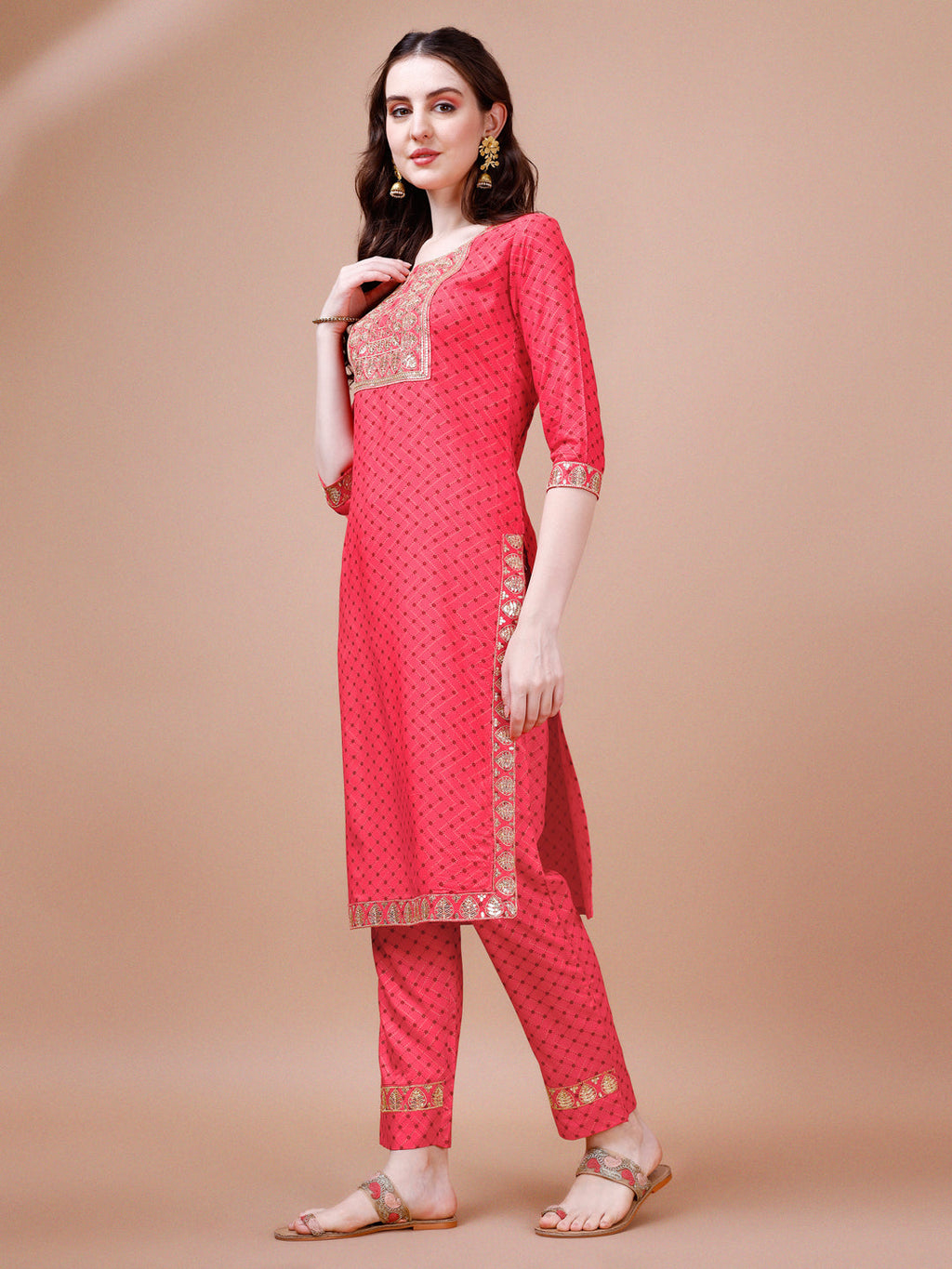Embroidered & Quirky Printed Kurta With Pant & Dupatta, Multicolor - Hiral Fashion | Grocsy