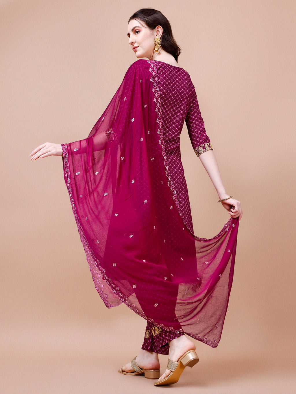 Embroidered & Quirky Printed Kurta With Pant & Dupatta, Multicolor - Hiral Fashion | Grocsy