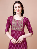 Embroidered & Quirky Printed Kurta With Pant & Dupatta, Multicolor - Hiral Fashion | Grocsy