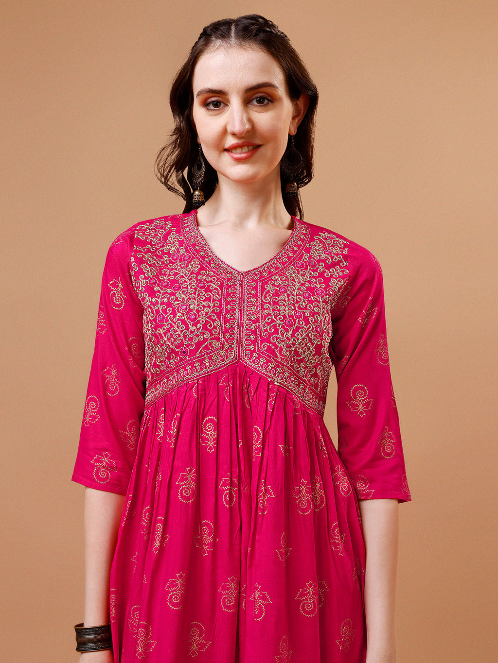 Alia Cut Embroidered & Printed Kurta With Pant & Dupatta, Multicolor - Hiral Fashion | Grocsy