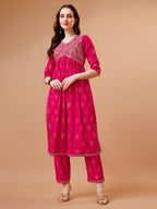 Alia Cut Embroidered & Printed Kurta With Pant & Dupatta, Multicolor - Hiral Fashion | Grocsy