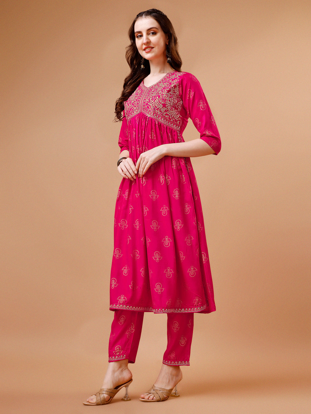 Alia Cut Embroidered & Printed Kurta With Pant & Dupatta, Multicolor - Hiral Fashion | Grocsy