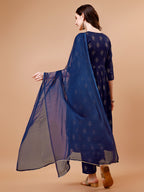 Alia Cut Embroidered & Printed Kurta With Pant & Dupatta, Multicolor - Hiral Fashion | Grocsy