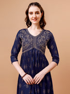 Alia Cut Embroidered & Printed Kurta With Pant & Dupatta, Multicolor - Hiral Fashion | Grocsy