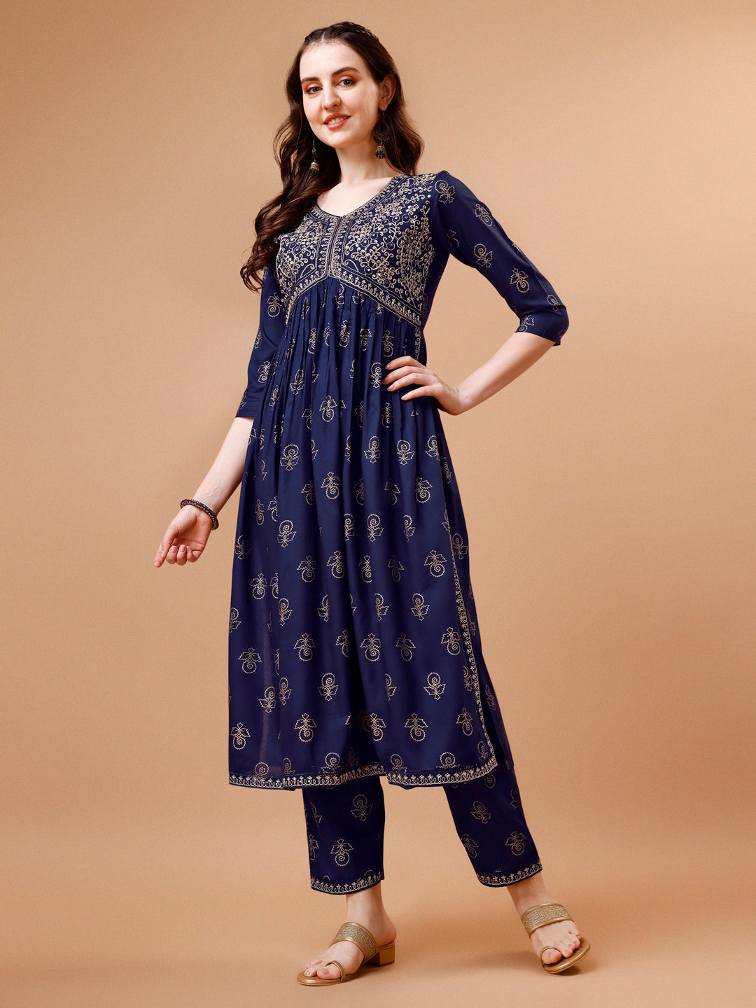 Alia Cut Embroidered & Printed Kurta With Pant & Dupatta, Multicolor - Hiral Fashion | Grocsy