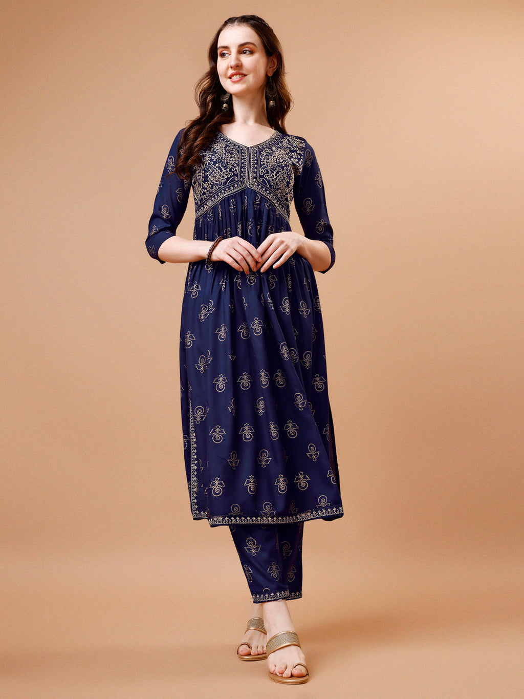 Alia Cut Embroidered & Printed Kurta With Pant & Dupatta, Multicolor - Hiral Fashion | Grocsy
