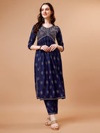 Alia Cut Embroidered & Printed Kurta With Pant & Dupatta, Multicolor - Hiral Fashion | Grocsy