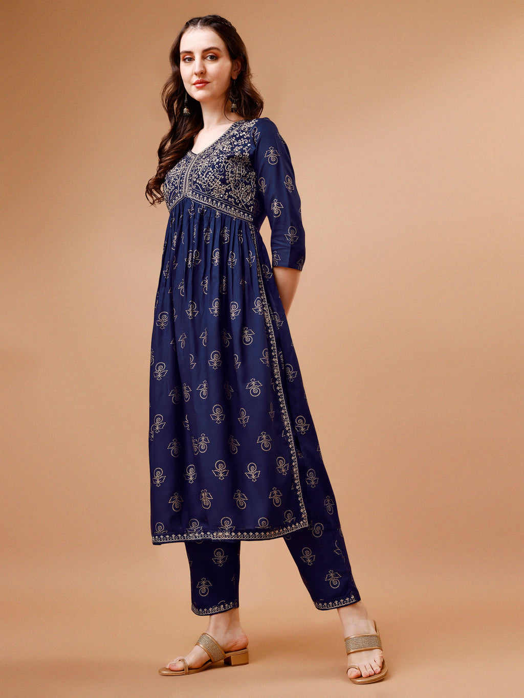 Alia Cut Embroidered & Printed Kurta With Pant & Dupatta, Multicolor - Hiral Fashion | Grocsy