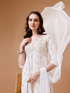Alia Cut Embroidered & Printed Kurta With Pant & Dupatta, Multicolor - Hiral Fashion | Grocsy
