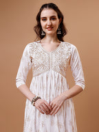 Alia Cut Embroidered & Printed Kurta With Pant & Dupatta, Multicolor - Hiral Fashion | Grocsy